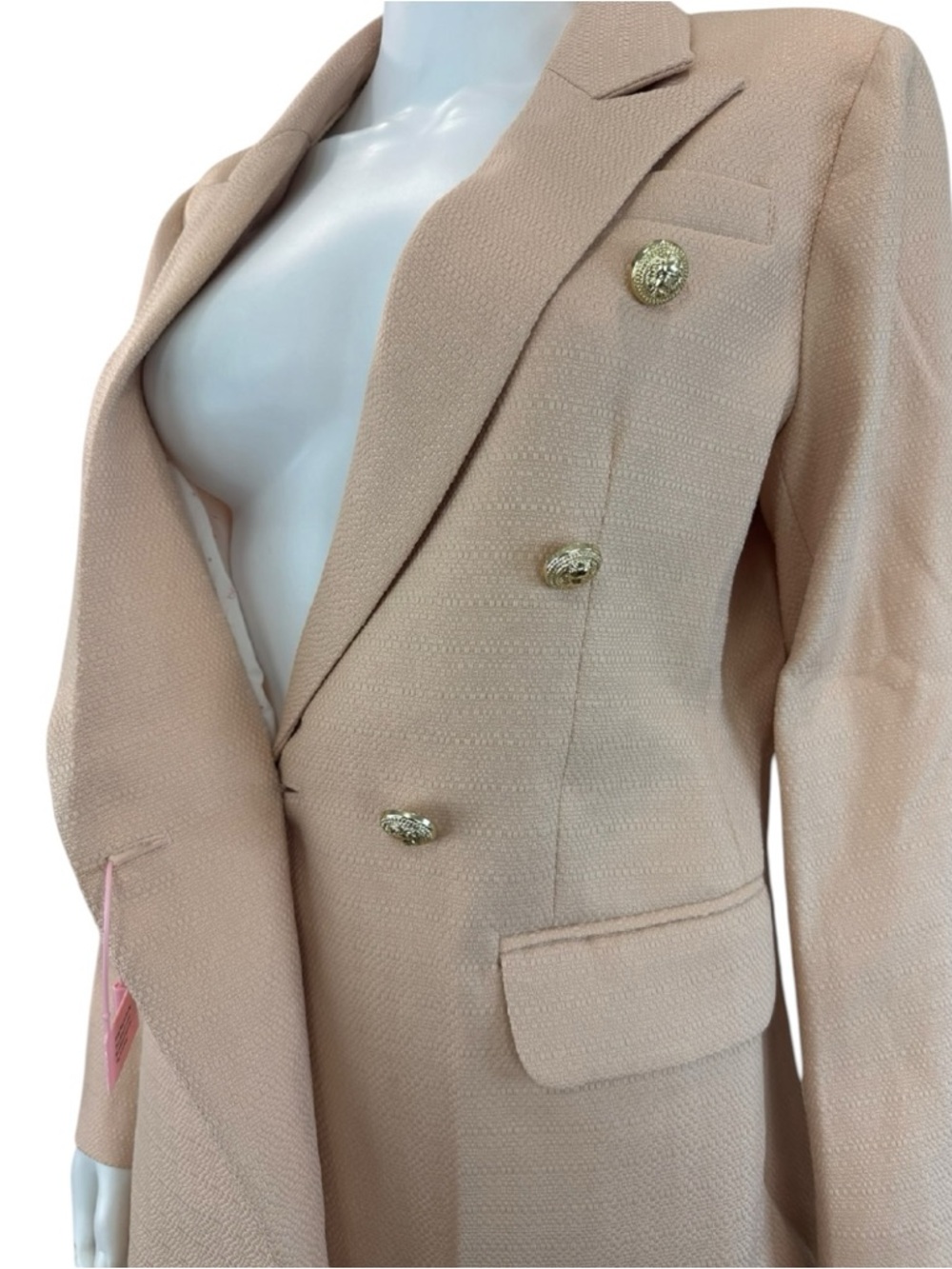 Belle & Bloom NWT Blush Pink Princess Polina Tweed Blazer Size L C0769 - Picture 6 of 13